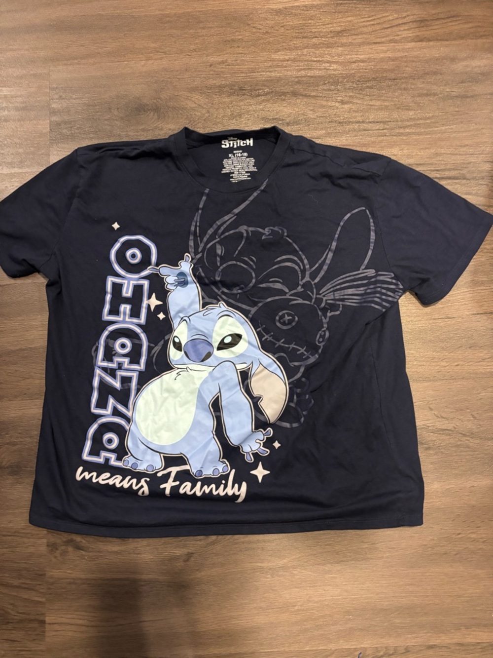 Disney Stitch Navy Short Sleeve Kids Graphic Tee - Ohana Design